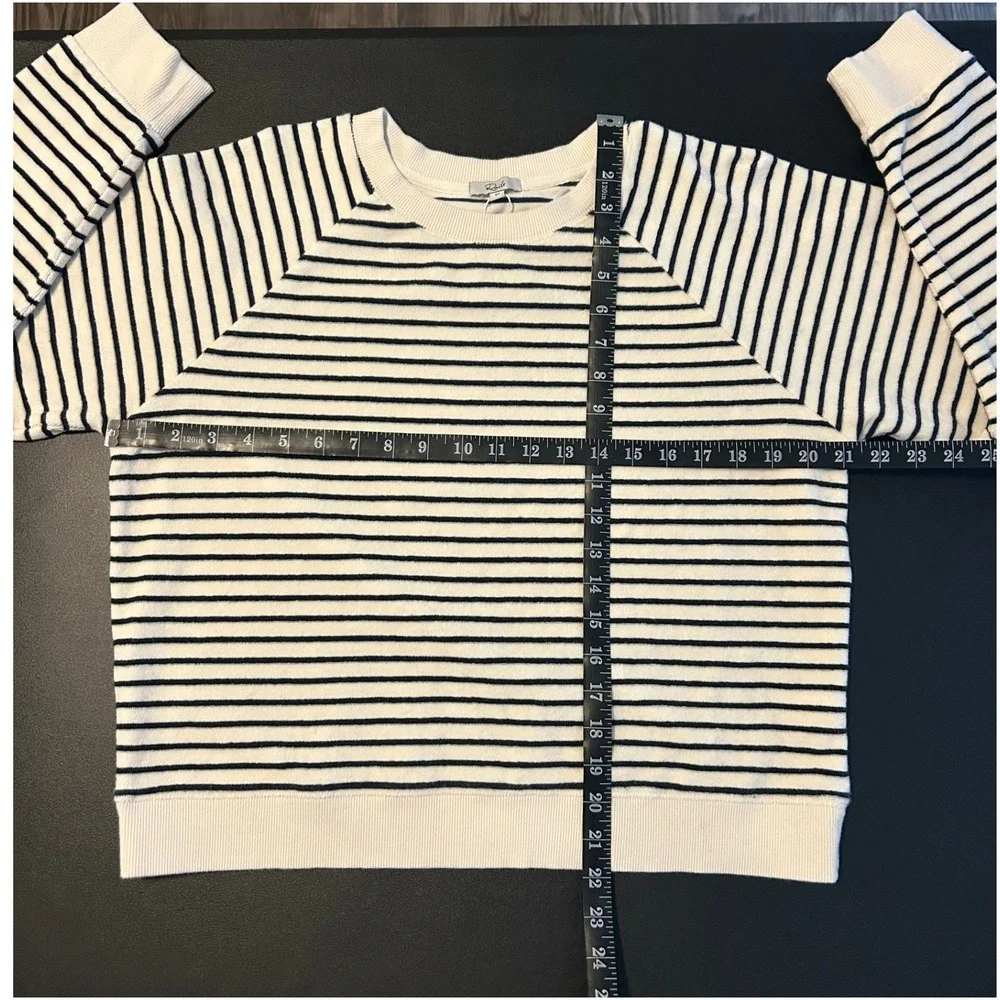 Rails Theron Sailor Stripe Terry Towel Sweatshirt Ivory Navy Blue Medium 1473
